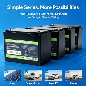 ชุดแบตเตอรี่75Ah LiFePO4ลึก12.8V 960Wh แบตเตอรี่ลิเธียมไอออน50A BMS สำหรับเก็บพลังงานแสงอาทิตย์ - Product Image 3
