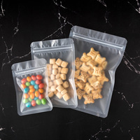 Sac transparent givré personnalisé à fermeture éclair pour épices, thé, aliments pour animaux de compagnie, emballage cadeau scellé à trois côtés, impression par gravure
