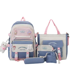 Новый дизайн, кукла-медведь для мальчиков и девочек, сумка через плечо, канцелярская сумка, набор из 5 предметов, студенческий рюкзак