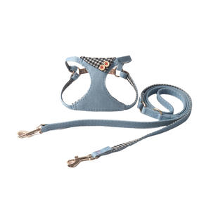 Set <span class=keywords><strong>Harness</strong></span> dan Tali Anjing Bahan Denim dengan Kerah Kotak-kotak yang Ringan dan Dapat Disesuaikan, Termasuk <span class=keywords><strong>Harness</strong></span> dan Tali - Product Image 5