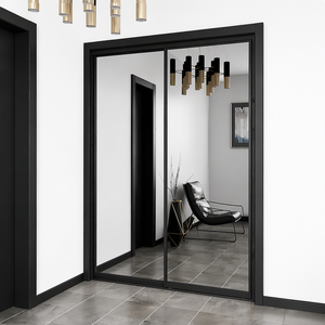 <span class=keywords><strong>Porte</strong></span> de placard <span class=keywords><strong>coulissante</strong></span> miroir Wekis, cadre en aluminium noir, système double panneau à glissière pour armoire et <span class=keywords><strong>dressing</strong></span>, fourniture pour projets - Product Image 1