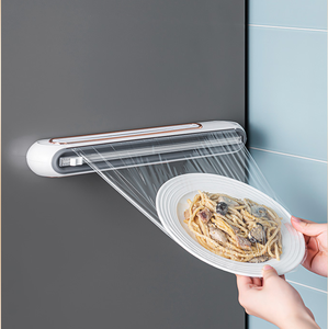 Household <b>Kitchen</b> Tool Dispenser Slider PVC Plastic Cling <b>Wrap</b> Cutter Plastic <b>Wrap</b> Dispenser - Product Image 1