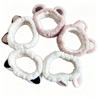 Serre-tête en flanelle douce et confortable avec oreilles d'animaux mignonnes, antidérapant et élastique, idéal pour le maquillage et le spa, couleur personnalisable