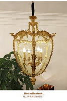 Lustre en Bronze décoratif de maison de Style français victorien suspendu pendentif lanterne en laiton Antique