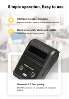 Printer Thermal Portabel 2 inci 58 - 80mm untuk Kasir, Nirkabel, untuk Usaha Kecil dan Pusat Perbelanjaan