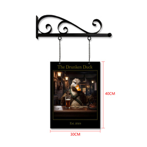 Insegna Personalizzata in Ferro con Rivestimento Nero, Staffa di Sospensione, Cartello Bifacciale per <span class=keywords><strong>The</strong></span> Dog Inn, Insegna da Parete per Negozi e Corridoi - Product Image 2