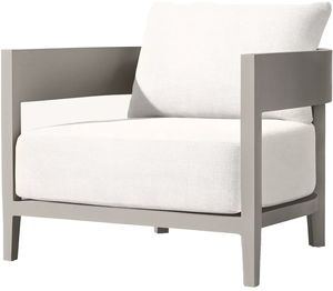 Minimalist Outdoor Aluminum One Seat Garden Sofa with White Cushion Durable Design Garden Furniture With Rattan - Penley - Product Image 1