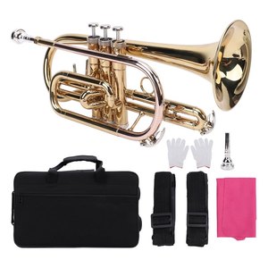 Trompeta Bb Dorada, Instrumento Orquestal con Estuche, para Principiantes y Profesionales - Product Image 2