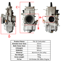 Karburator Motor TM32 TM 32mm Flat Slide untuk Yamaha Honda Mikuni Kawasaki Suzuki Mesin Motor 2/4 Tak