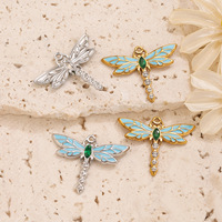 Pendentif F347 Libellule Dégradée en Émail avec Zircons Pavés pour Bijoux et Accessoires Vestimentaires