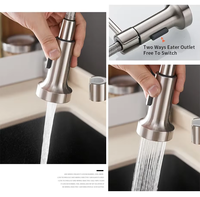 Robinet de cuisine moderne classique à poignée unique, extractible, en acier inoxydable 304, avec cartouche céramique, à poser sur comptoir, pour hôtel