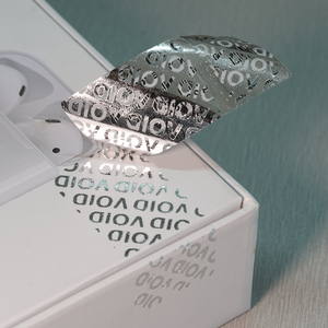 定制电子产品防篡改保修条形码包装标签，带序列号安全密封无效贴纸 - Product Image 1