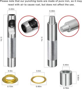 1/2 Inch Nickel-Free Iron Round Plated Grommet <strong>Kit</strong> 100 Sets 12mm <strong>Eyelets</strong> Silver Metal Storage Box - Product Image 4