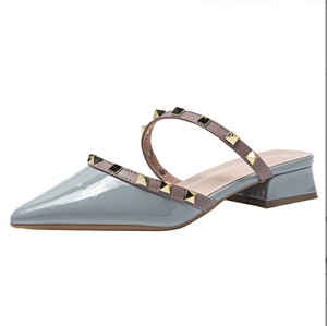 Mezze scarpe da donna rivetto pantofole <span class=keywords><strong>tacco</strong></span> basso <span class=keywords><strong>sandali</strong></span> 668-1 - Product Image 6