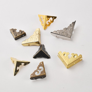 Triangle Bracket Metal <b>Corner</b> <b>Protectors</b> Retro Hollow Design For Wooden Box Edging Decoration Right Angle Pattern Hardware - Product Image 4