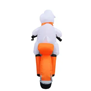 7FT Inflatable Halloween White Ghost On Motorcycle With LED Lights Outdoor Decorations For Party