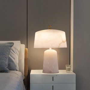 Lámpara de mesa minimalista moderna con luz de mármol español, bombilla LED E27, 220V, decoración nórdica, accesorio de iluminación para mesita de noche y dormitorio - Product Image 2