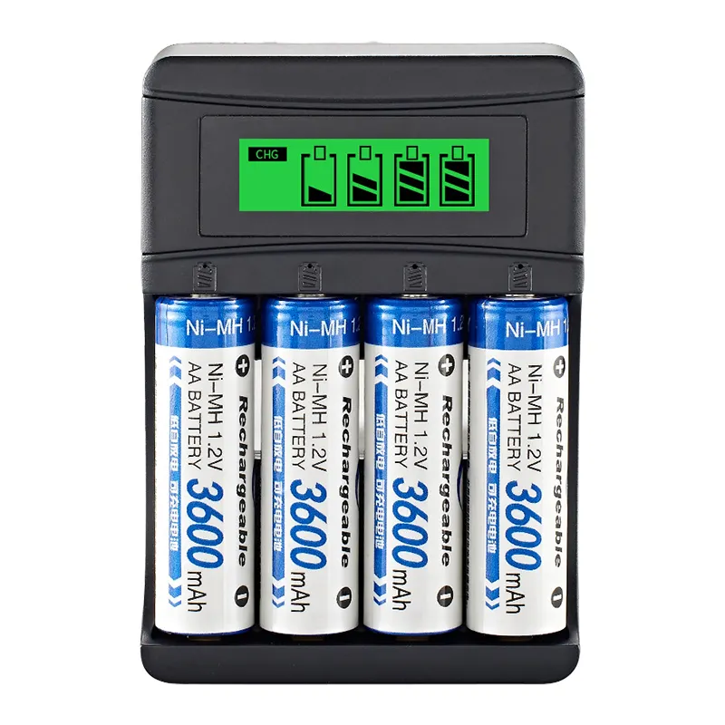 4 Slots 1.2V Ni-cd Nimh AA AAA Rechargeable Battery Charger with LCD Screen for AA AAA