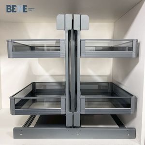 Modern 2-Tier 4-Shelf Chrome Blind Corner Pull Out Organizer Soft Close In-Cabinet <b>Kitchen</b> Organizer <b>Kitchen</b> <b>Storage</b> Accessories - Product Image 1
