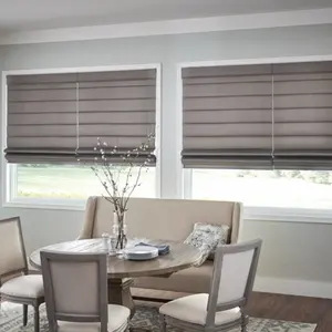 2 Years Warranty Hotel Project Blackout Grey Color Roman Window Blinds Shades Drape Curtains with Smart Control