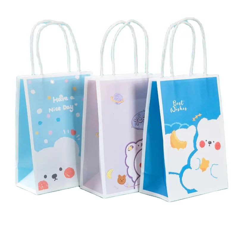 Günstige entzückende Korea-Stil Baby party Party Geschenk Bär Wolken Einkaufstasche Kraft Papiertüte für Kinder kleidung