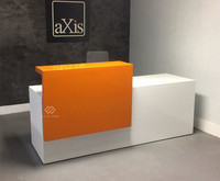 Bureau de réception en marbre blanc moderne de bonne qualité, dimensions standard, en forme de I, pour salon de manucure, hôtel, hôpital, garantie 10 ans