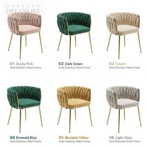 Chaise d'événement haut de gamme en velours beige tressé avec dossier en acier inoxydable doré pour mariage, banquet, location, mobilier d'hôtel, vente en gros - Product Image 3