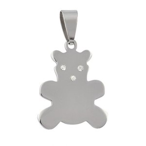 Ciondolo e Charm a Forma di Orso in Acciaio con Diamanti - Product Image 1