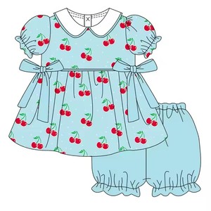 Ensemble Robe Bébé Fille Tendance en Fibre de Bambou à Manches Bouffantes – Doux, Adorable et Léger pour la Maison et l'Extérieur - Product Image 1