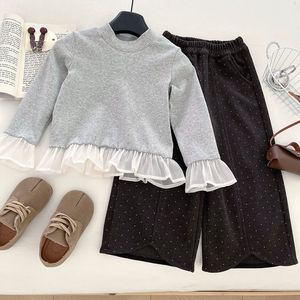 Nouvel ensemble pour filles, style printemps-automne, veste tendance, chemise à manches longues, pantalon large, ensemble trois pièces pour petite fille - Product Image 5