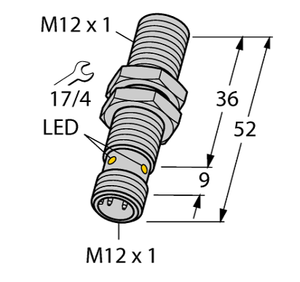 Sensor de proximidad Indus de alta respuesta de metal <span class=keywords><strong>M12</strong></span> con salida de interruptor/detección de objetivo de metal de 2/2" - Product Image 3