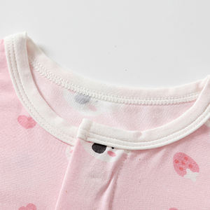 थोक ग्रीष्मकालीन बच्चे के कपड़े नवजात गुलाबी कस्टम लेबल बांस स्पैन्डेक्स सेट पाजामा बेबी मैग्नेट 1 टुकड़ा - Product Image 4