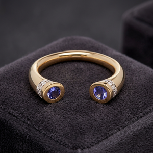Anillo de Plata de Ley 925 con Iolita, Gema Hidroelástica, Forma Redonda, Gema Azul, Chapado en Oro de 18K, Pendientes de Aro para Niños, Aniversario - Product Image 3