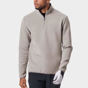 Pull de <span class=keywords><strong>golf</strong></span> à manches longues en maille tricotée à fermeture éclair 1/<span class=keywords><strong>4</strong></span>, en polyester 250g, tissu éponge français, couleur unie, séchage rapide, personnalisé pour homme - Product Image 1