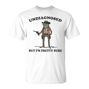 Camiseta Cowboy Frog: Sin diagnosticar, pero me parece que sí, soy un camisetaero, y me encanta la camiseta de Cowboy Frog. - Product Image 1