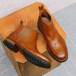 Bottes en cuir véritable Balmoral pour homme, à lacets, texture poncée à la main, style Amish Work Wear, solides et imperméables - Product Image 3