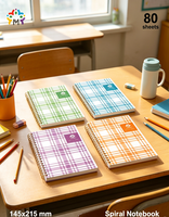 Carnet à spirales personnalisable, cahiers scolaires avec motif à carreaux
