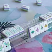 American Mahjong American Flower Bloom Set Akrilik Berukir Permainan Meja Hadiah Hiburan Dewasa Kasino