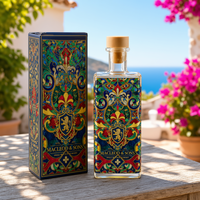 Bouteille rectangulaire super-flint de 150 ml avec logo couleur personnalisé et boîte d'emballage, échantillon de spiritueux, liqueur, whisky, vente en gros, directement de l'usine