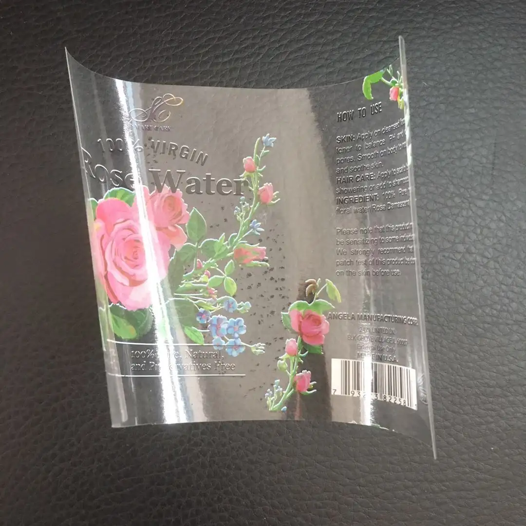 사용자 정의 인쇄 투명 비닐 방수 자체 접착 투명 PVC 라벨 스티커 종이