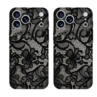 Coque de téléphone antichoc à motif floral en dentelle tendance pour iPhone 12 13 14 15 16 17 Pro Max XR XS Max 15Pro, coque arrière rigide en PC