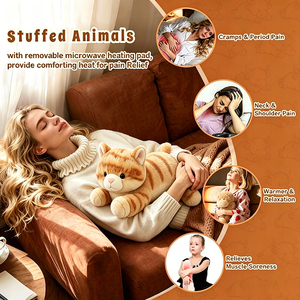 Peluche <span class=keywords><strong>chat</strong></span> personnalisée mignonne, <span class=keywords><strong>coussin</strong></span> <span class=keywords><strong>chauffant</strong></span> <span class=keywords><strong>micro</strong></span>-ondable, animal en peluche <span class=keywords><strong>chauffant</strong></span> pour soulager les crampes menstruelles - Product Image 4