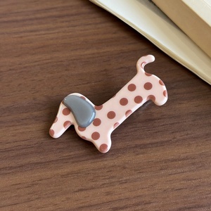 Pince à cheveux en acétate style coréen, motif chiot de dessin animé, douce et adorable, à pois, accessoire capillaire coloré et exquis, petite barrette - Product Image 3