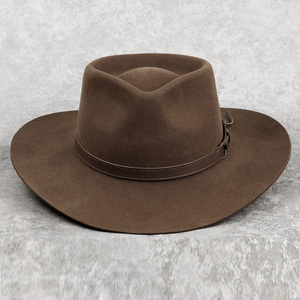 LiHua vendita calda da uomo cappello Fedora in feltro di lana colore marrone con cintura cappelli Trilby Ombr cappelli Fedora all'ingrosso - Product Image 5