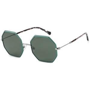 Elegantes Gafas de Sol Octogonales con Montura Metálica Completa, Lentes Verdes, Protección UV400, Unisex, Protección Solar para Adultos - Product Image 1