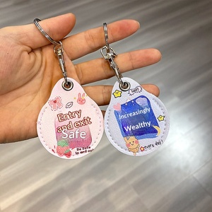 ปลอกป้องกันบัตรควบคุมการเข้าออก NFC ลายแมวนำโชคทรงสี่เหลี่ยมจัตุรัสขนาดเล็ก พร้อมสายคล้องกุญแจแบบถัก สำหรับ<span class=keywords><strong>บ้าน</strong></span><span class=keywords><strong>เช่า</strong></span> รถยนต์ไฟฟ้า - Product Image 5