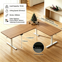 Bureau d'angle électrique réglable en hauteur en forme de L pour le travail à domicile