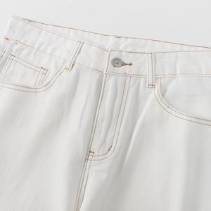 Pantalones Vaqueros Casuales de Moda para Mujer, Largos, Transpirables, con Cierre de Cremallera, Estilo Vintage, Rectos, Color Blanco, para Otoño y Primavera - Product Image 3