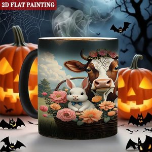 Magic Color Changing Mug 11oz <b>Ceramic</b> Heat Activated Frosted Black Novelty Gift <b>Cup</b> - Product Image 6