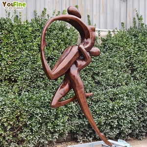 YOUFINE Décoration de jardin extérieure grandeur nature personnalisée abstraite danse Couple Statue <span class=keywords><strong>Sculpture</strong></span> en Bronze des amoureux - Product Image 3